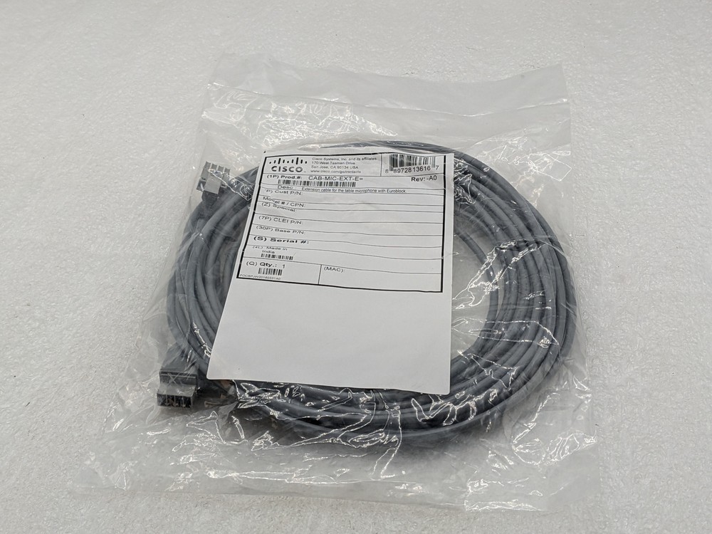 Cisco CAB-MIC-EXT-E Table Microphone Extension Cable 4 Pin Mini Euroblock 29ft