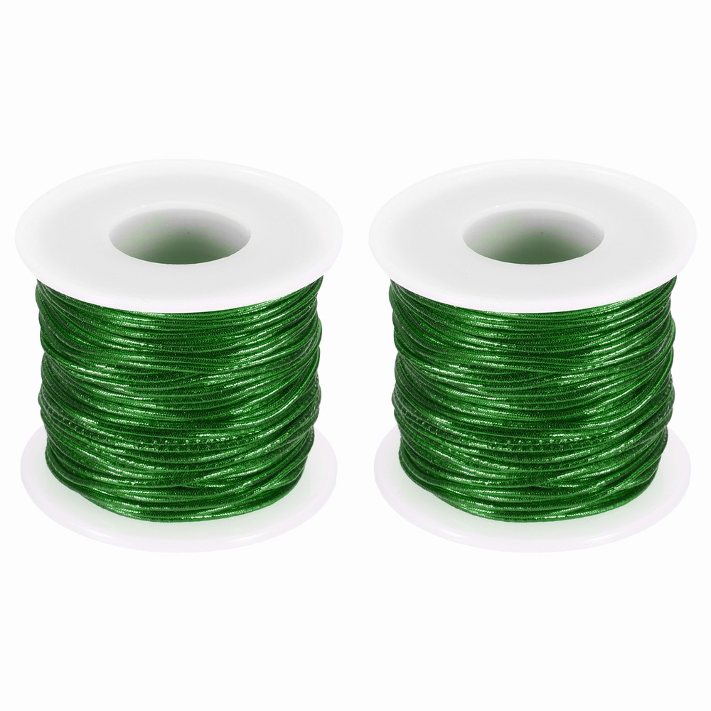 2 Roll 1mm Metallic Elastic Cords,Green, 27 Yards Each