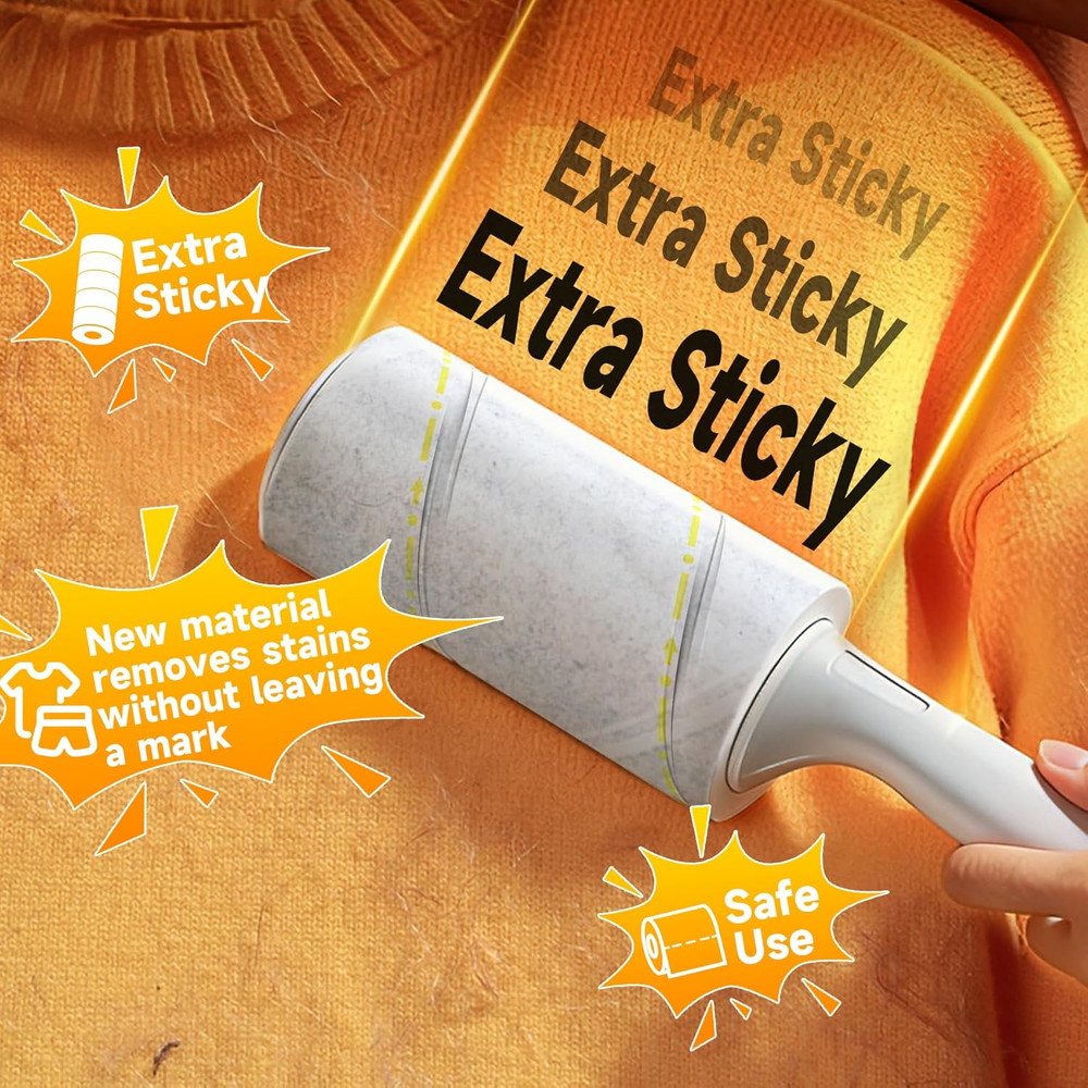 Lint Roller, 800-Sheet Extra Sticky Rollers for Pet Hair, 4 Handles, Value Pack
