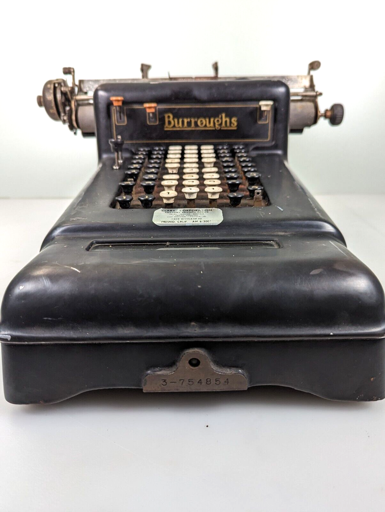 Rare Vintage Burroughs Adding Machine 3-754854