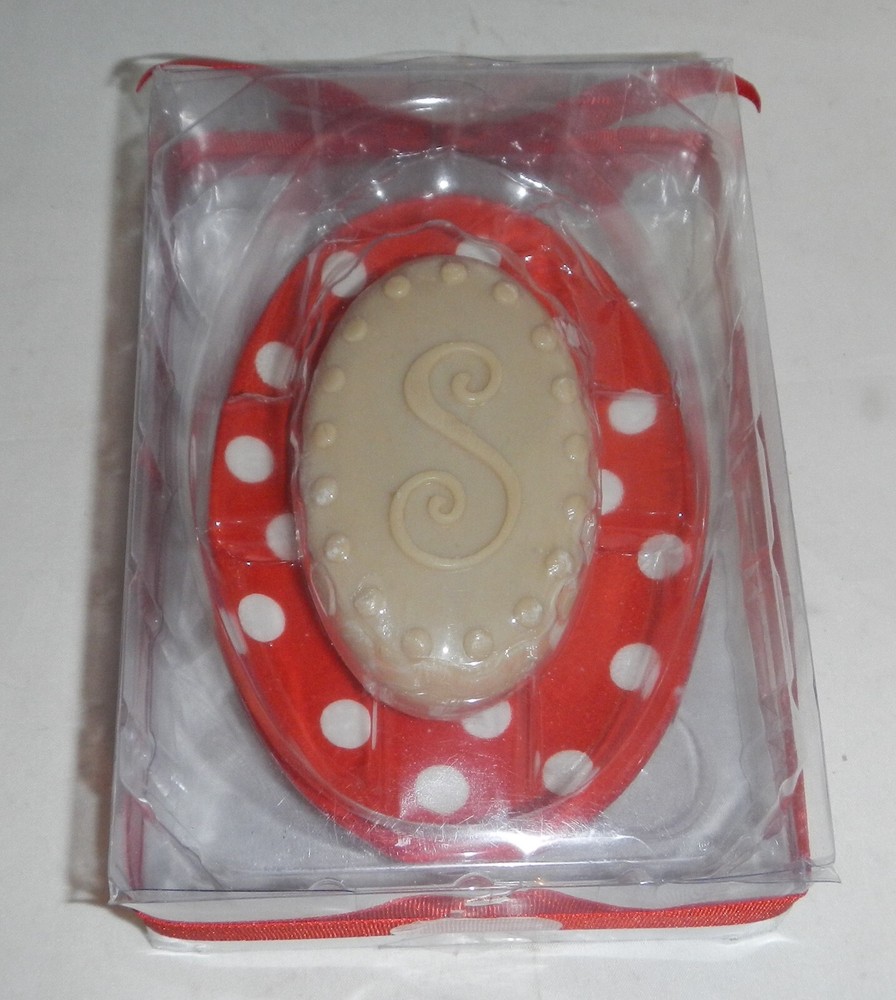 Decorative Bar Hand Soap Monogram Initial Letter "S" with Soap Dish