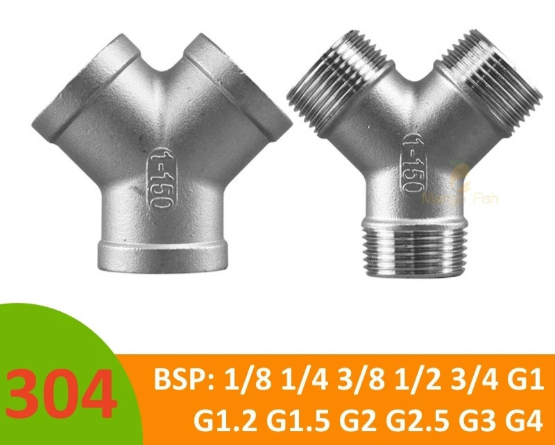 BSP Male Female 3 Way Tee Y Pipe Fitting 1/2in SS304 Stainless Steel Threaded