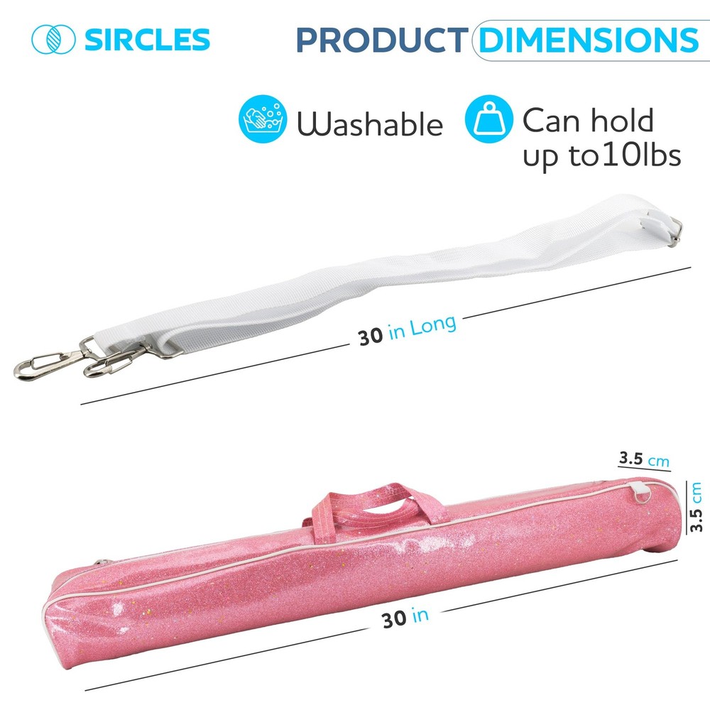 Twirling Baton Bag Case with Adjustable Shoulder Strap - Pink Sparkle Case fo...