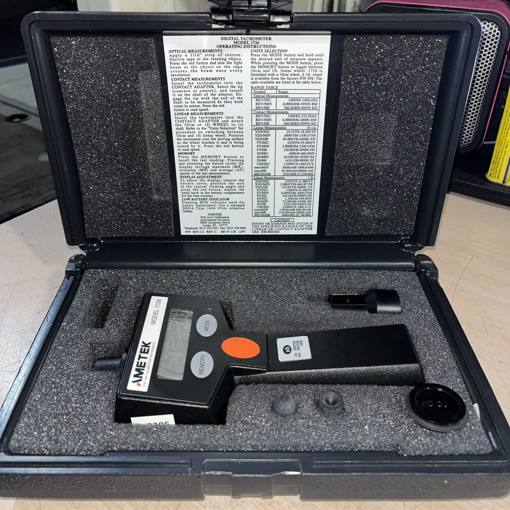 AMETEK MODEL 1726 DUAL FUNCTION DIGITAL TACHOMETER HANDHELD METER