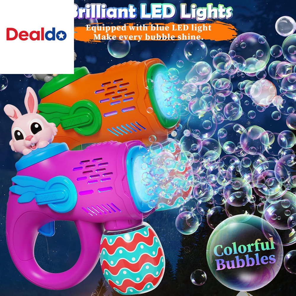 Kids Bubble Gun Toys, 2 Pack Bunny Bubble Blowers with 10 Bubble Solution Refill