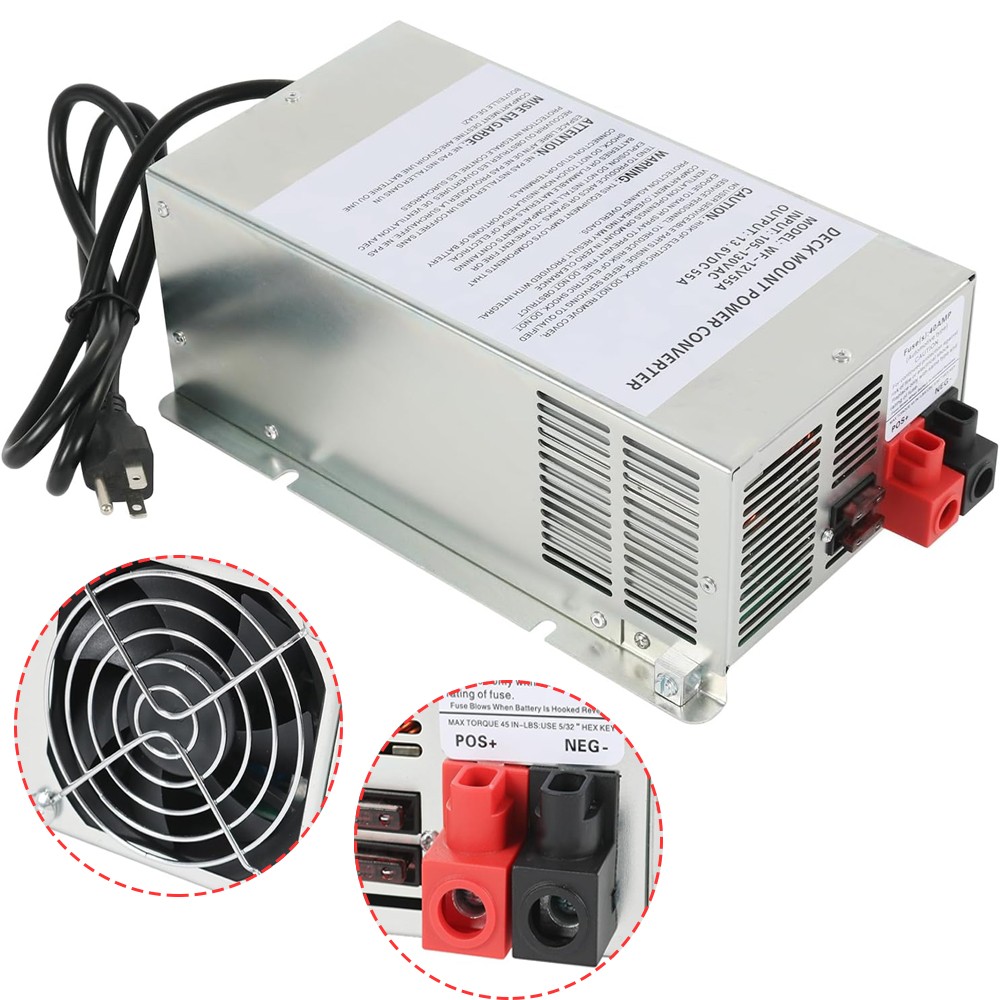 Converter 55 Amp Deck Power Converter Charger For RV Trailer Camper WF-9855 12V