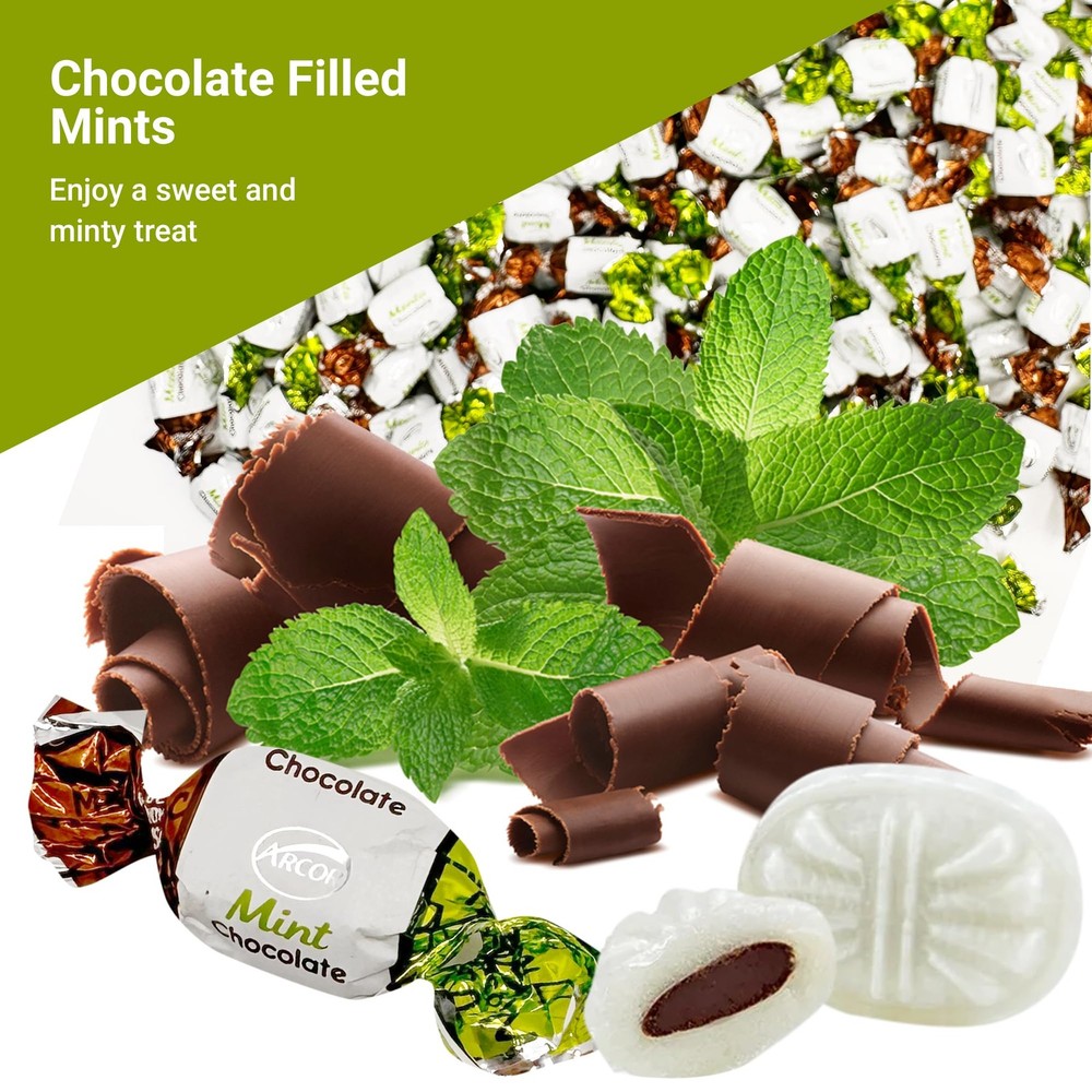 Chocolate Filled Candy - 1 Pound Bulk Bag - Arcor Chocolate Mints Hard Candy,