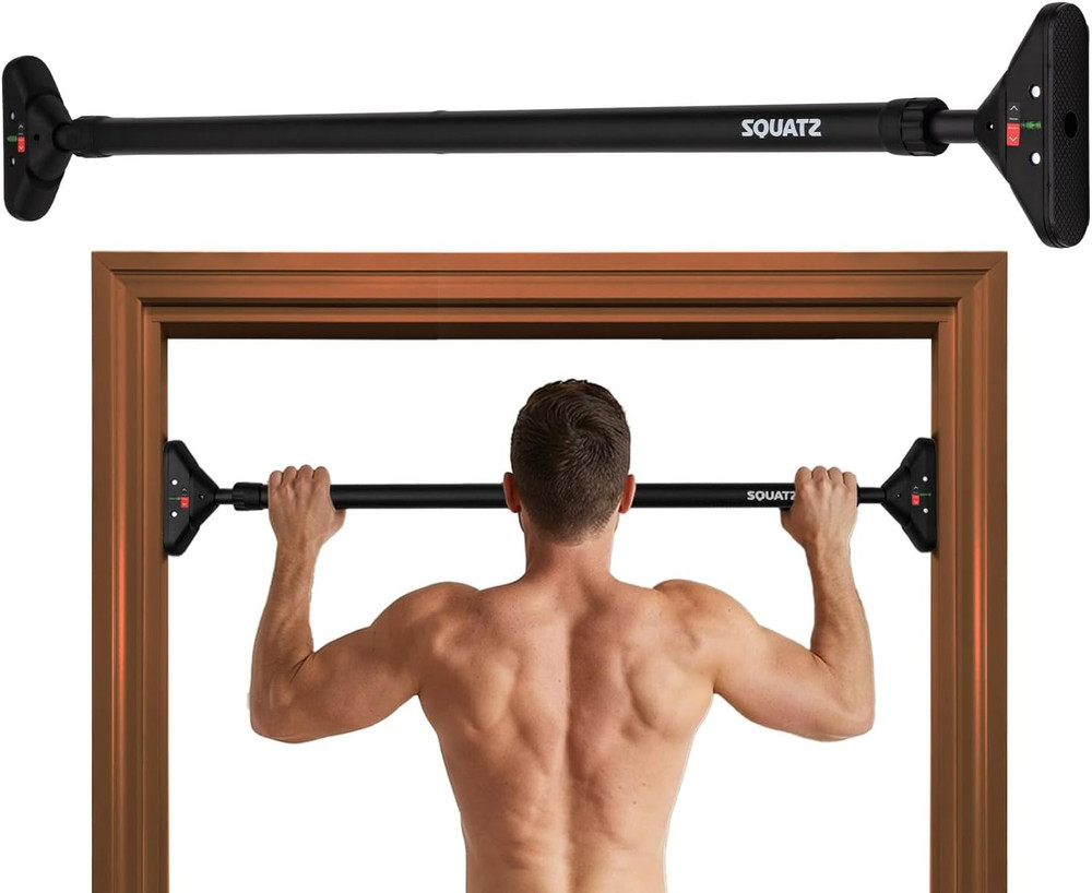 Doorway Pull up Bar, Adjustable Door Frame Pull up Bar with Level Meter, Locking