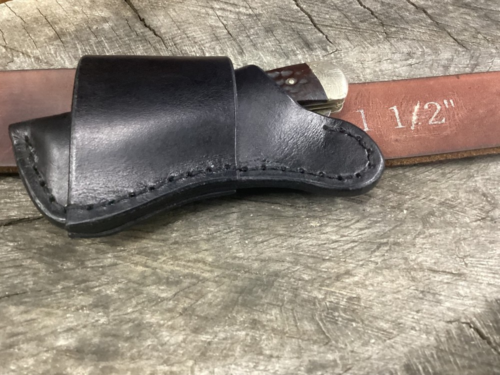 Leather Folding Knife Sheath Horizontal Trapper Size(Sheath Only)