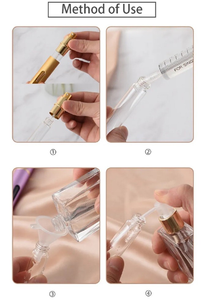 7 Pcs 10ml Mini Refillable Perfume Atomizer Bottles - Travel Spray Pump Case Set