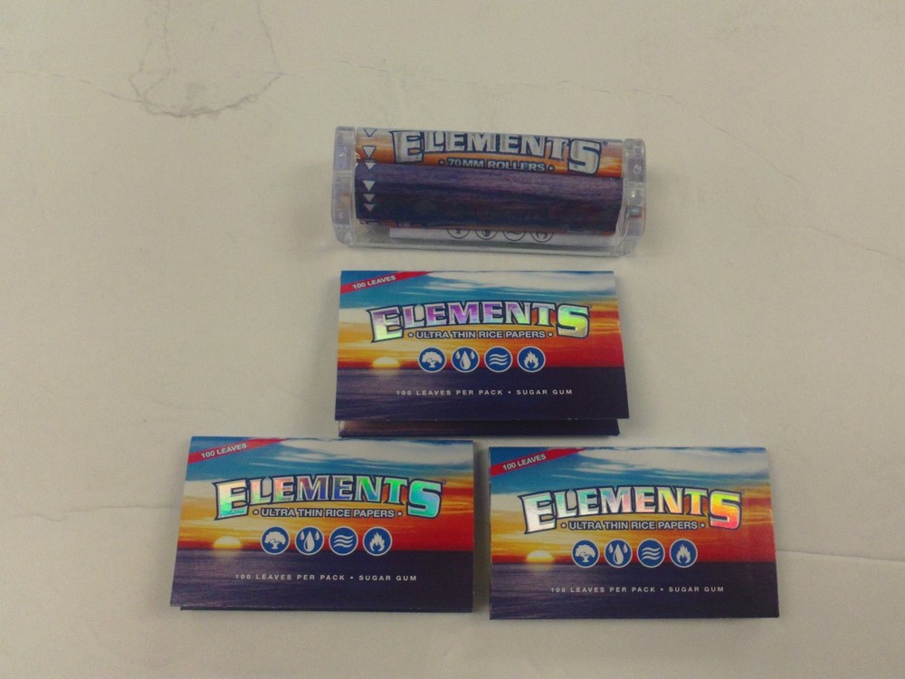 ELEMENTS CIGARETTE PAPER SINGLE WIDE 300 COUNT / ELEMENTS 70MM CIGARETTE ROLLER