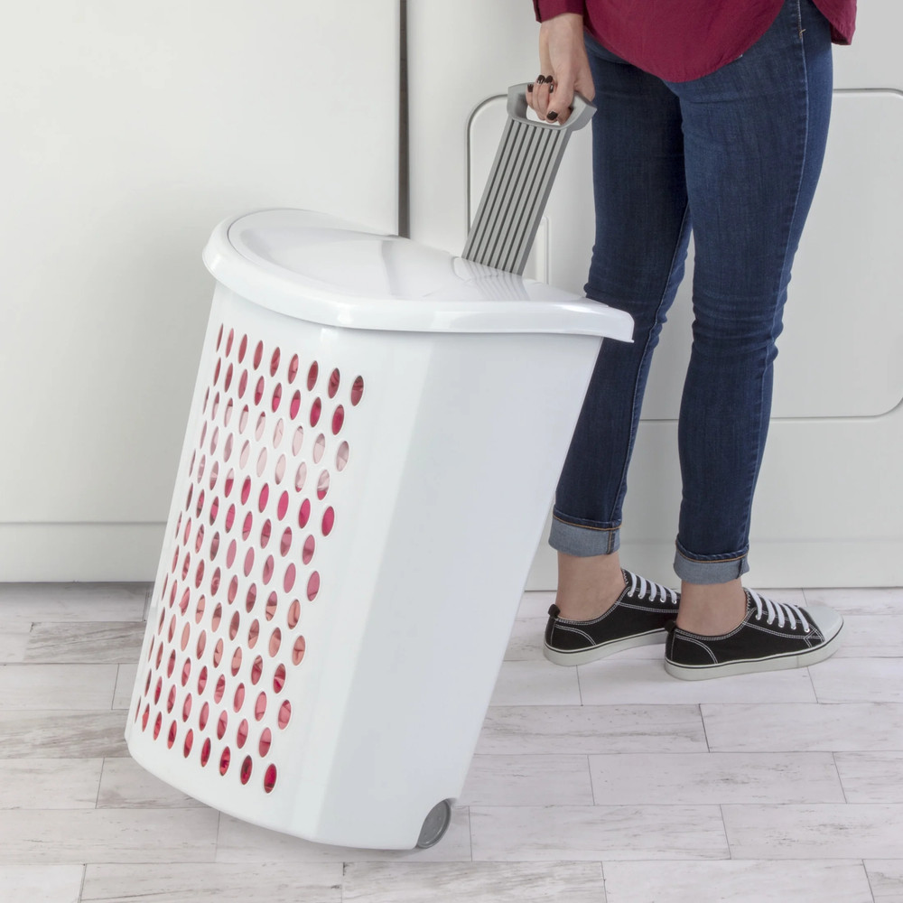 Ultra™ Wheeled Hamper, Plastic Laundry Hamper with Handle and Wheels for Easy Tr