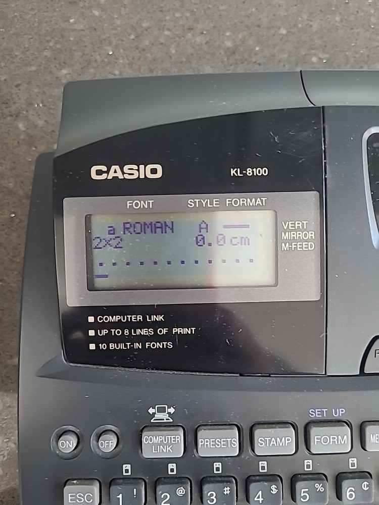 Casio Label Printer KL-8100 - Printer & Ribbon Only (NO POWER CORD) Working