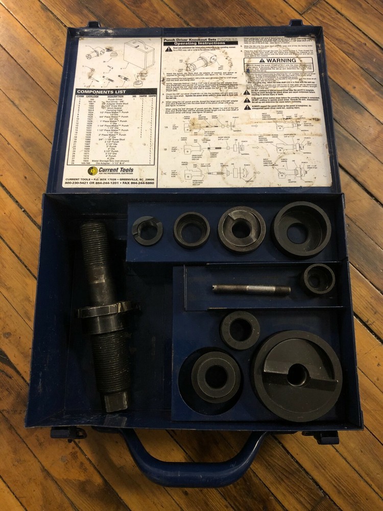 Current 1/2 to 2" Drill/Driver Mechanical Knockout Punch Tool Kit 162PM USED