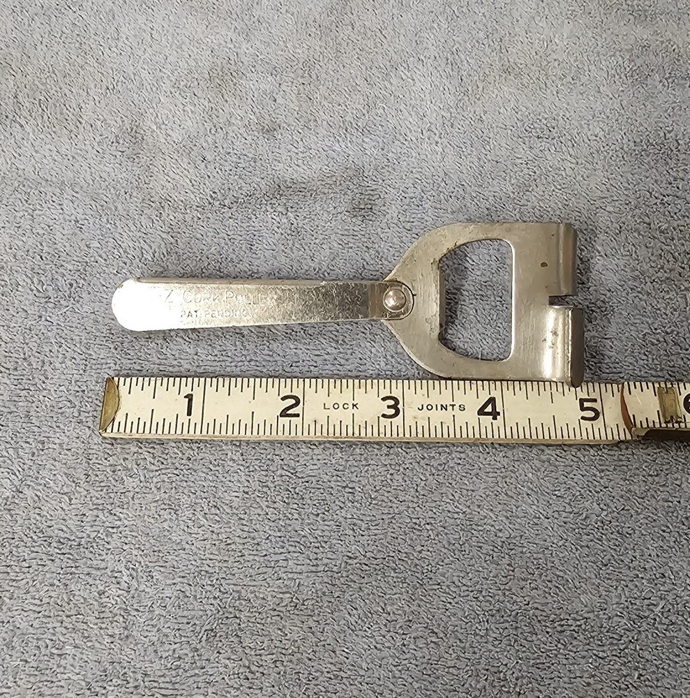 🍷Vintage E-Z  Cork Puller Patent Pending with Cap Lifter Wine Cork Puller Nice