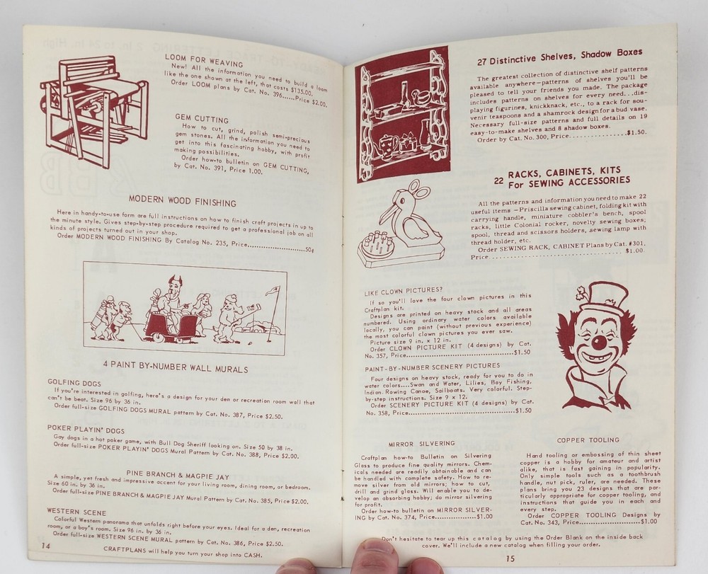 Vintage 1964 Craftplans Woodworking Patterns Catalog