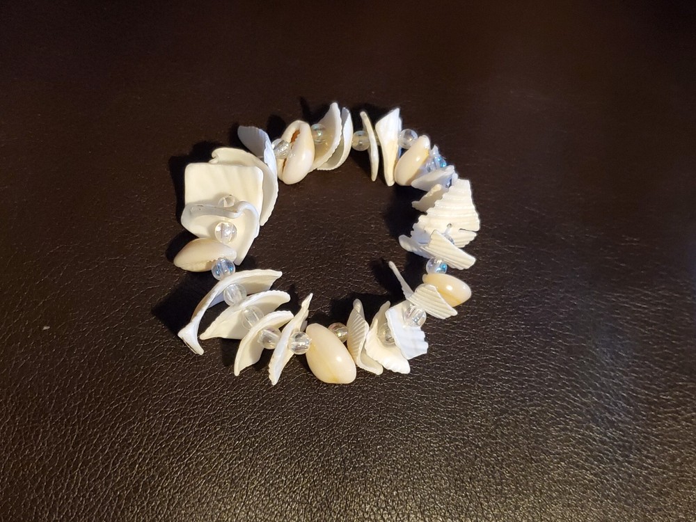 Handmade White Shell Bracelet - 3" Diameter - NEW