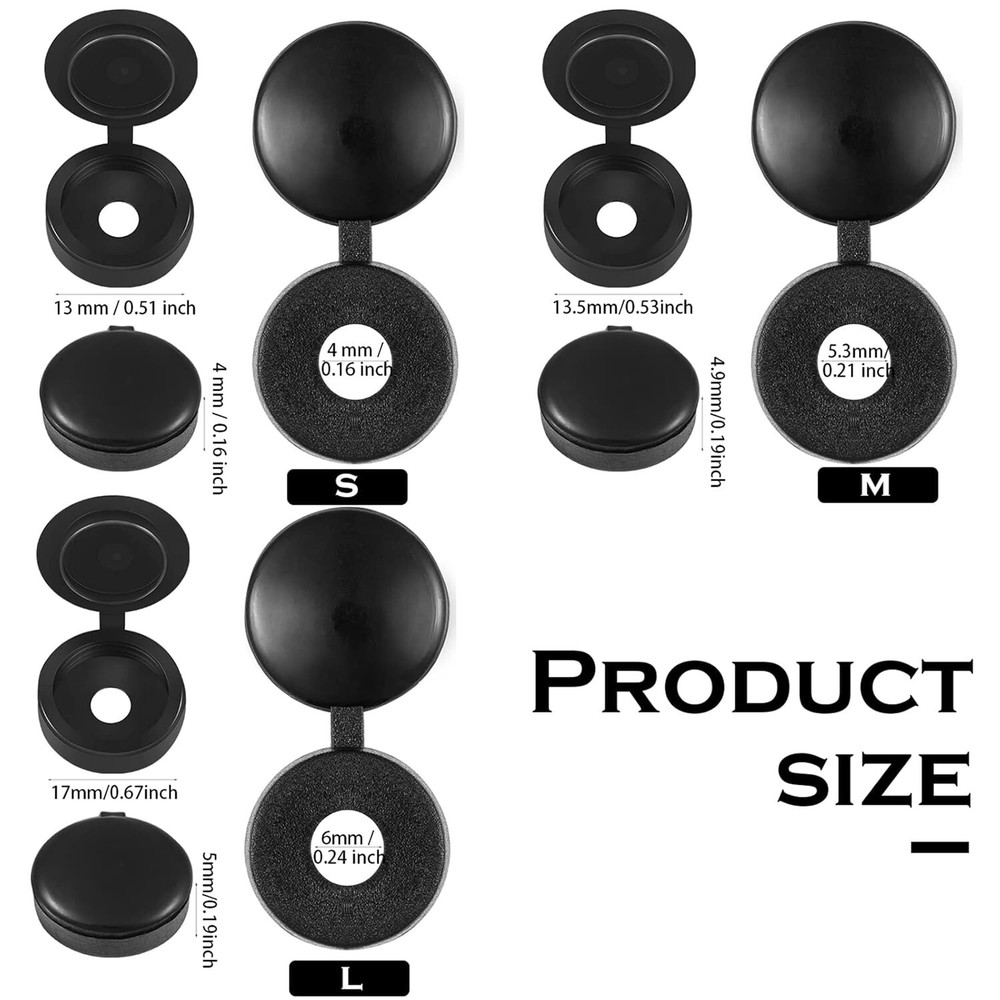 Versatile 100-Piece Black Hinged Screw Caps for Home, Office, and DIY Projects