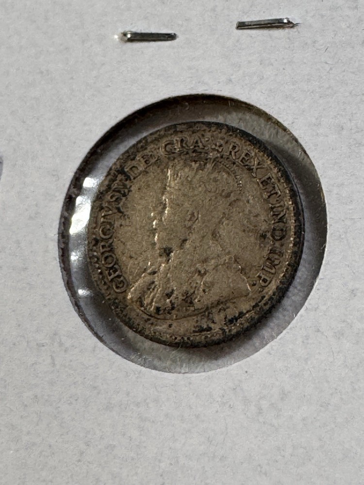 1914 Canada 5 Cents Silver Coin Cleaned