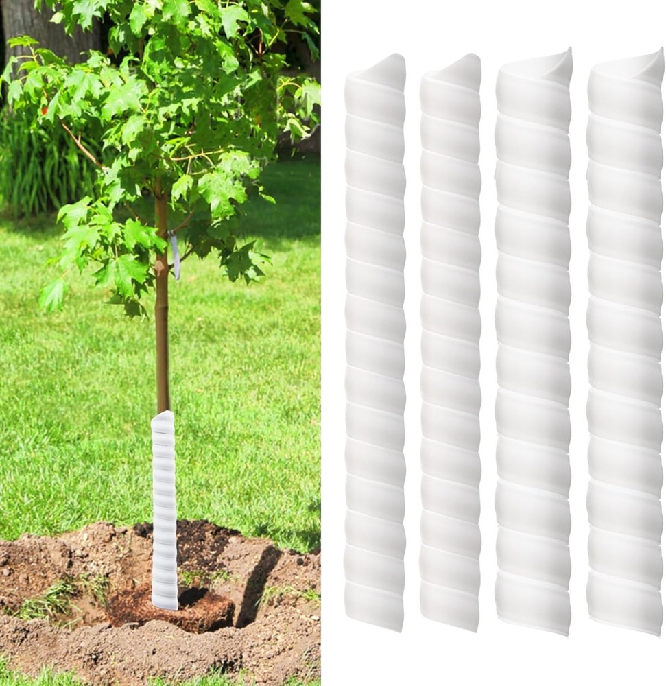 4 Pcs Tree Trunk Protector-2 Size Plastic Spiral Tree Guard Tree Trunk Protec...