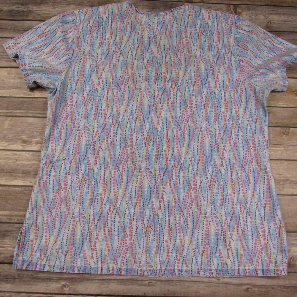 SB Scrubs Blue Abstract Dots Top Size Small