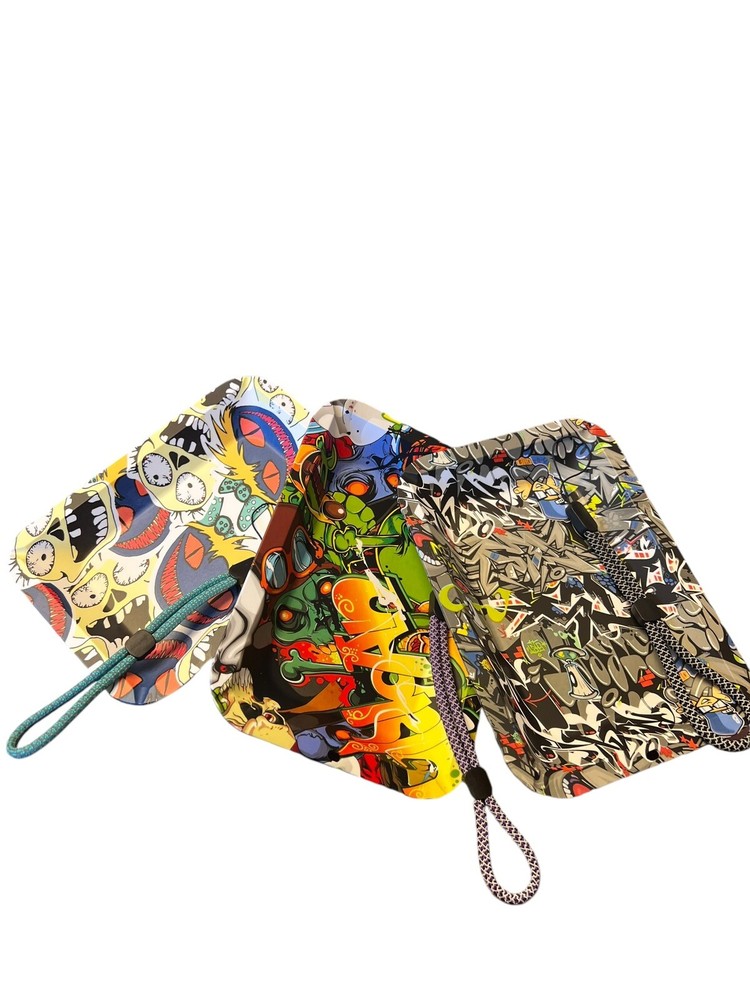 Moloc Multicolor Multidesign 3 Piece Rolling Tray Set