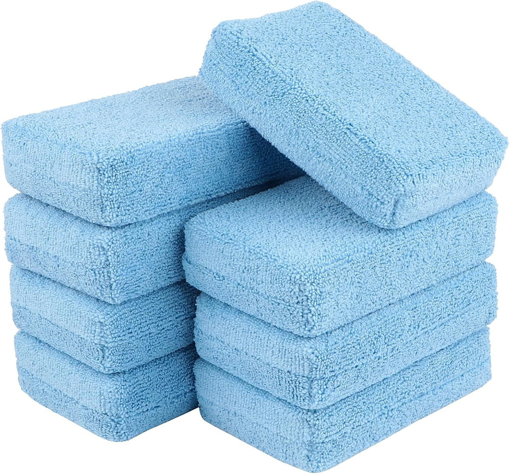 Microfiber Applicator Pad-8Pack, Car Wash Sponge, Premium Microfiber Sponge a...