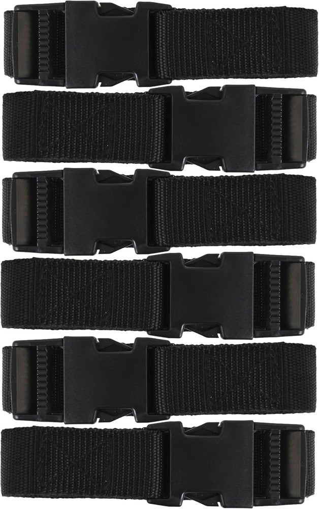 Utility Strap with Quick-Release Buckle, Black, 6-Pack, Black 72-Inch