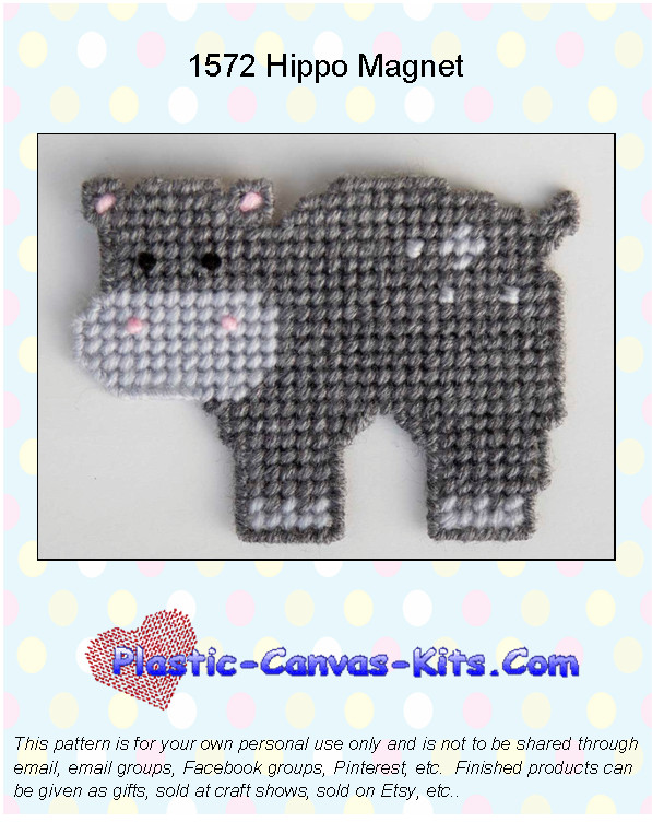 Hippo Magnet-Plastic Canvas Pattern or Kit