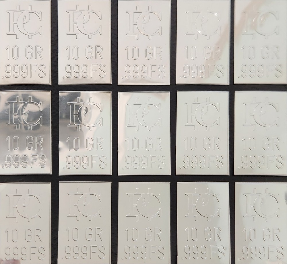 10 Grams .999 Silver Silver Bullion Silver Metal Bars 15 Pack Silver Stamps