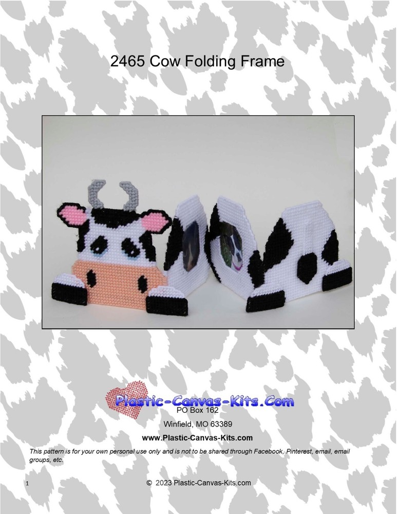 Cow Folding Frame-Plastic Canvas Pattern or Kit