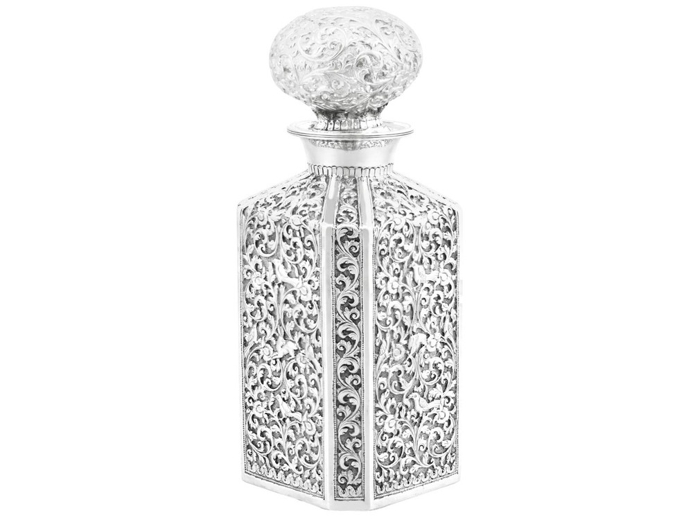 Antique Indian Silver Cologne Bottle Circa 1890
