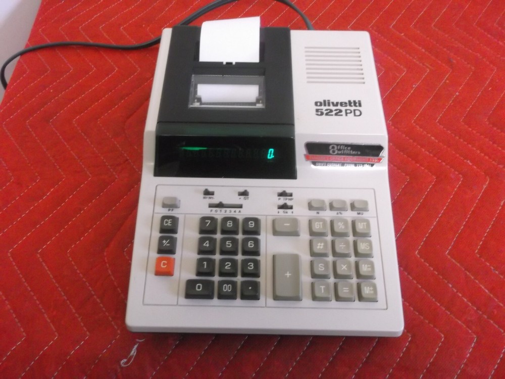 OLIVETTI 522PD 12-DIGIT GREEN DISPLAY SLIM DESKTOP ADDING MACHINE JAPAN WORKING