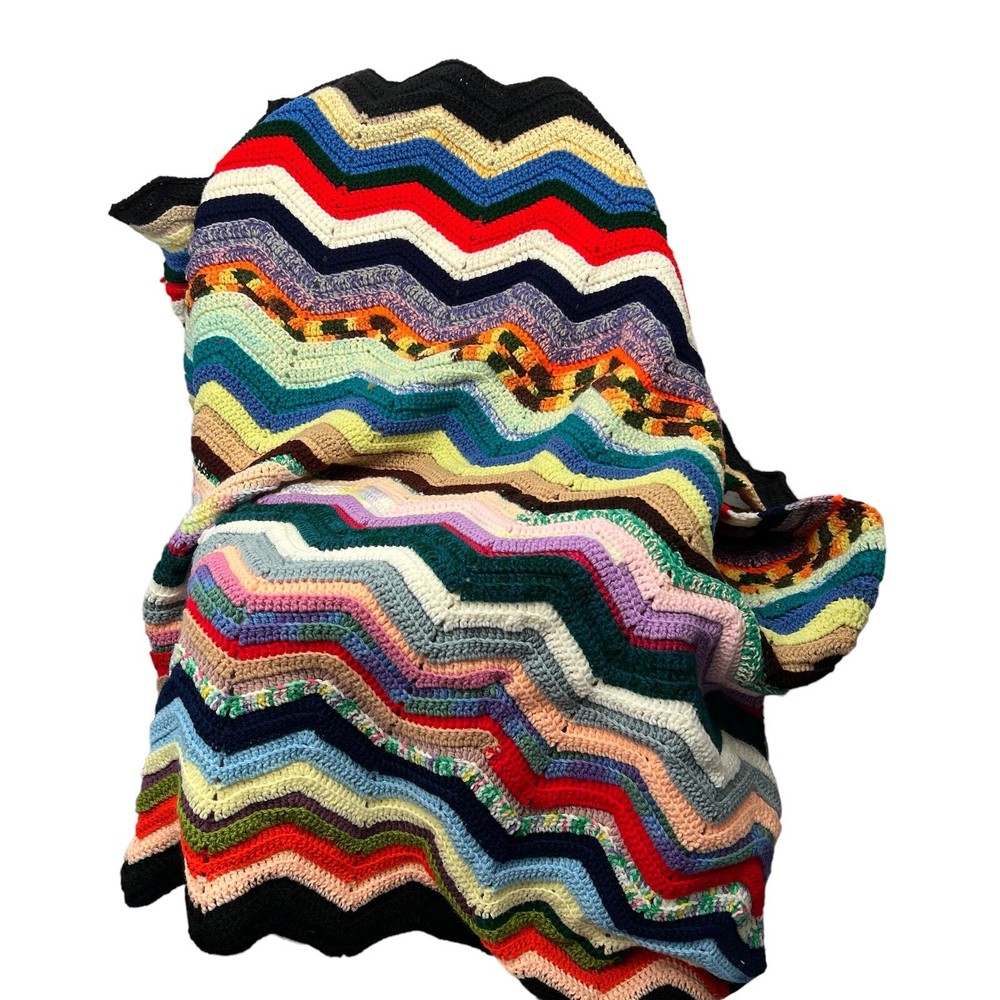 HANDMADE Multi Color Crochet Blanket 60” x 42”