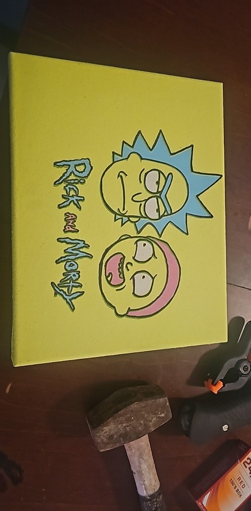 Rick and Morty Canvas Blacklight Art