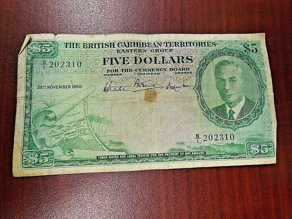 1950 British Caribbean Eastern Group Five ($5) Dollar Note