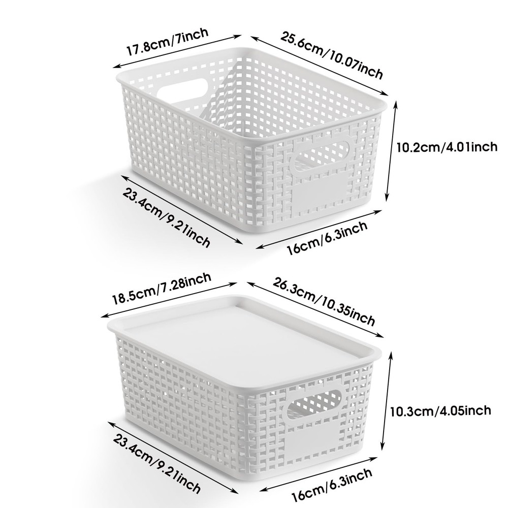 Plastic Storage Basket with Lids 12 Pack Stackable Storage Bins Containers wi...