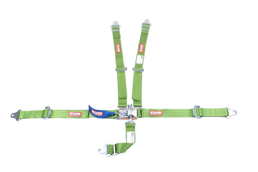 JUNIOR RACING HARNESS SFI 16.1 5 POINT PULL UP LAP BELT LIME GREEN