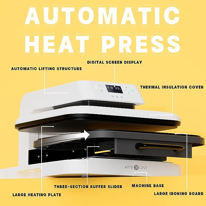 HTVRONT Heat Press Machine Bundle Digital Transfer T-Shirt Sublimation Automatic