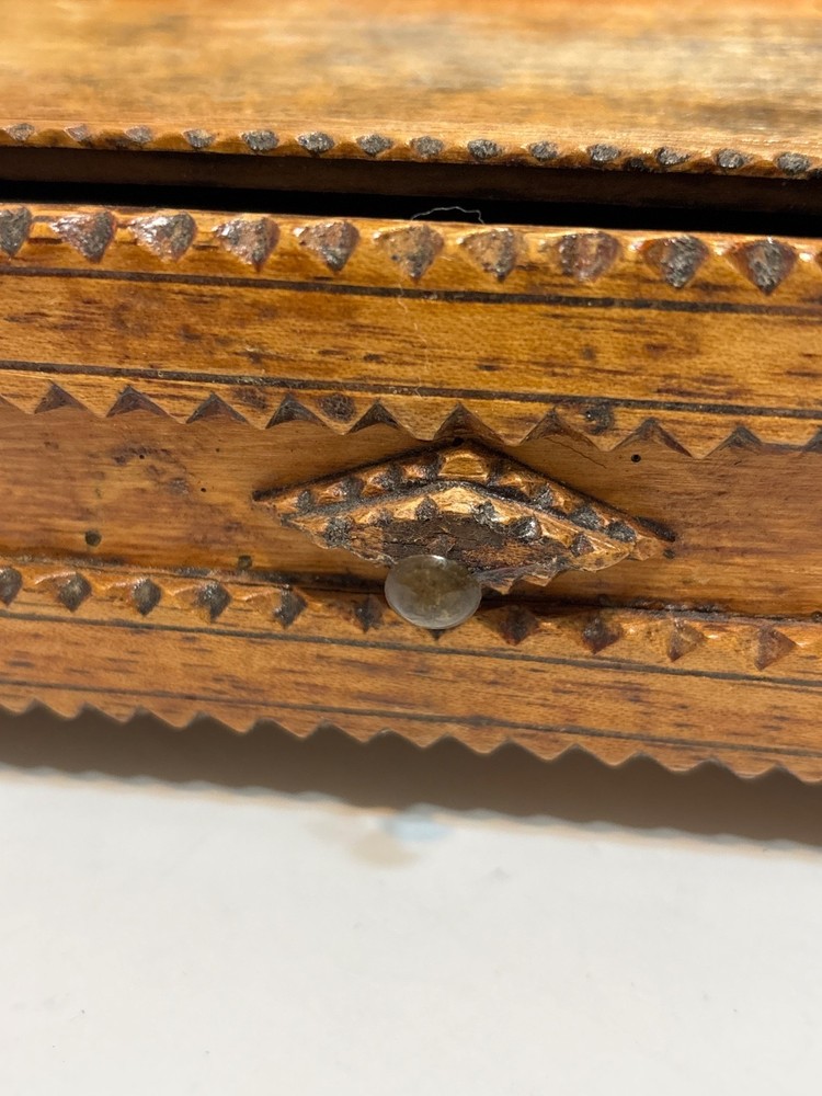 Unique Antique Tramp Art Mirror w/ Drawer