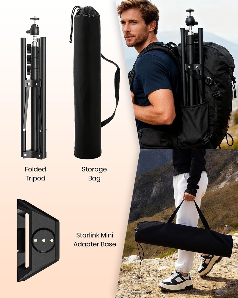 Starlink Mini Tripod Mount with Adapter, Adjustable Height 360° Rotation Compati