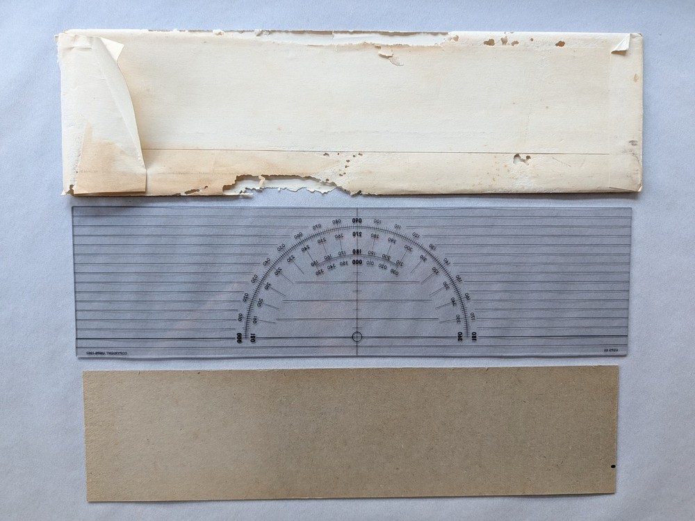 USPS 1960's Clear Nautical Navigation Course Plotter Ruler Tool W/ Sleeve