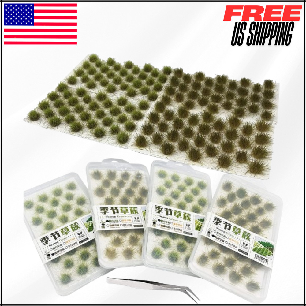 Static Grass Tuft Model Kit Scenery Terrain & Tweezers for Grass Modeling 128pcs