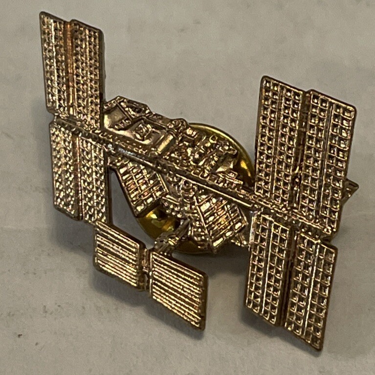 Satellite Lapel Pin Gold Tone Pin Space Orbit