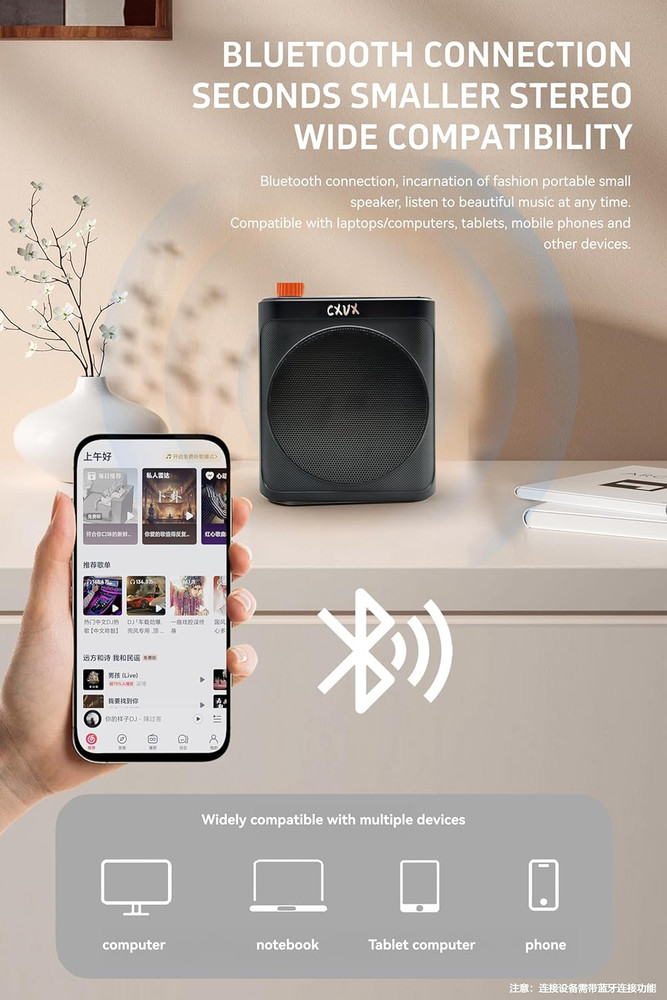 Portable Wireless Voice Amplifier with Two Bluetooth Lavalier Microphone Speaker