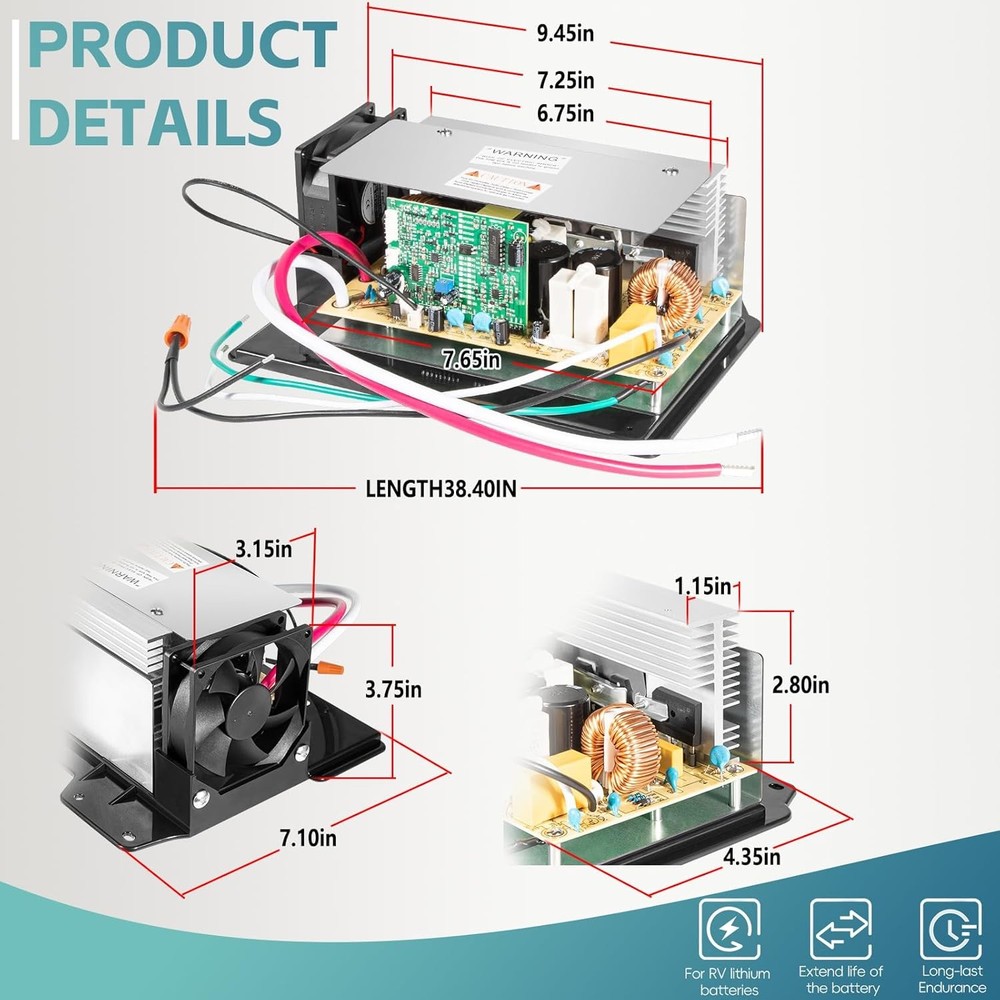 for WFCO WF-8955-MBA Converter Power Converter Assembly 950W 55Amp 105-130VAC