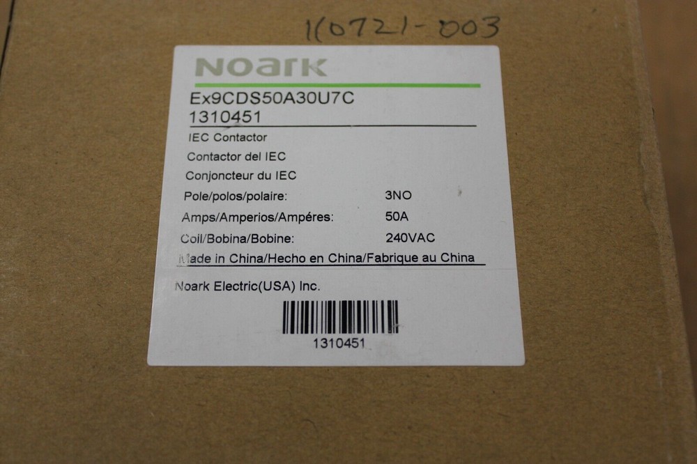 Noark Contactor, 50A 240v #EX9CDS50A30U7C