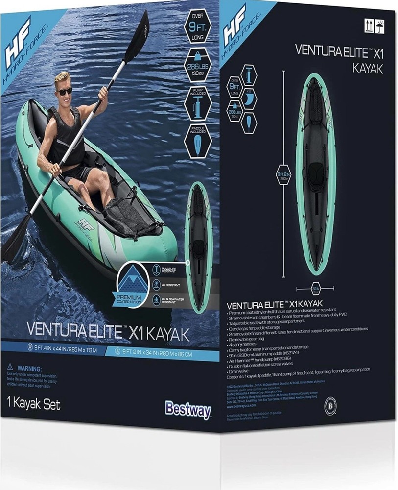 Hydro Force Inflatable Kayak Set | Includes Seat, Paddle, Hand Pump, Storage Car