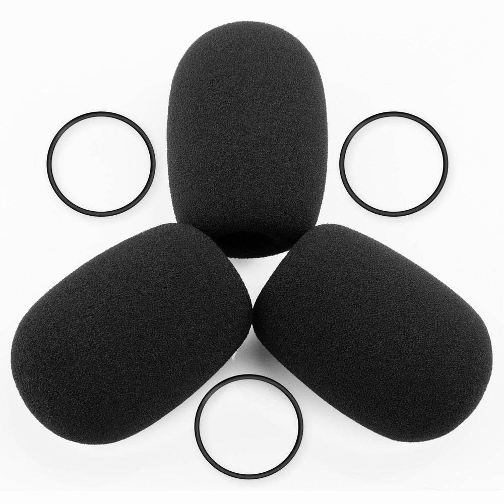 3-Pack Pop Filter for Rugged Radio Headset Mic Foam Microphone Windscreen