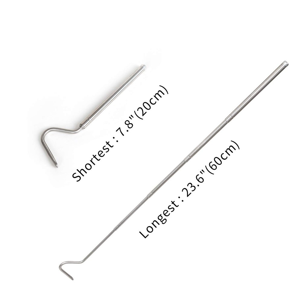 Portable Mini Collapsible Stainless Steel Snake Hook, Retractable Handling Tool